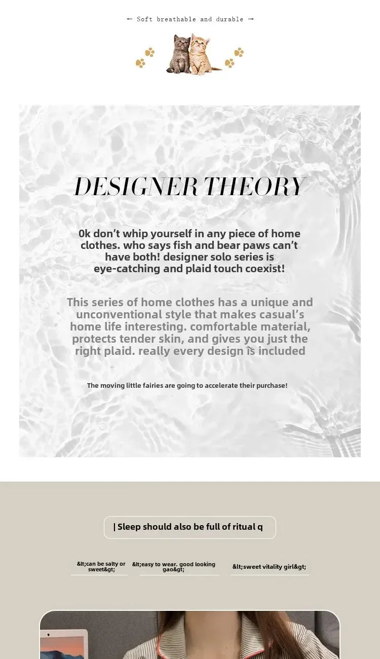 Pajamas Women Long Sleeve Trousers Summer Grey Cardigan Striped Sleepwear Loungewear Two Piece Set Ladies Nightwear Homewear