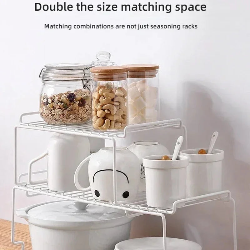 Kitchen Cabinet Storage Shelf Rack, Rustproof Metal Wire Shelf Spice Rack Cupboard Organizer Pantry Countertop Organization