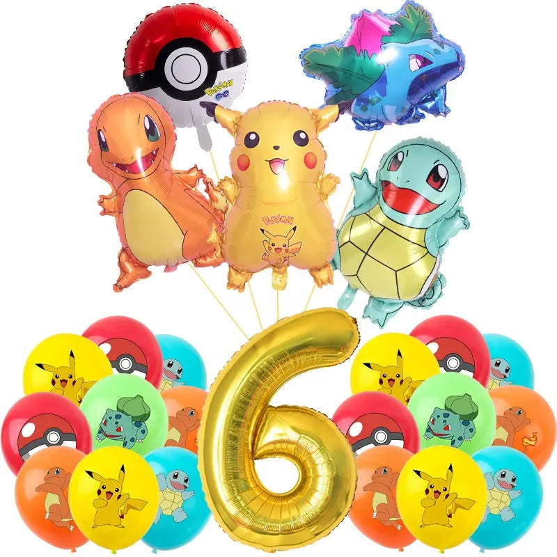 Pokemon Theme Birthday Party Decoration Supplies Cartoon Pokemon Go Tableware Cups Plates Pikachu Balloon For Baby Shower Favors