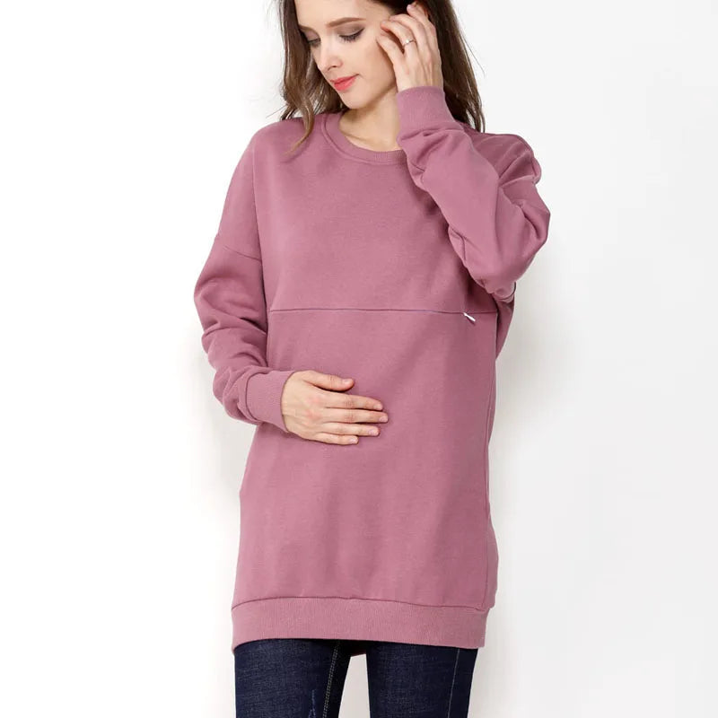 Big Size Autumn Winter Maternity Clothes Hoodies Cotton Long Sleeve Nursing Top Breastfeeding Clothes Sweater for Pregnant Women