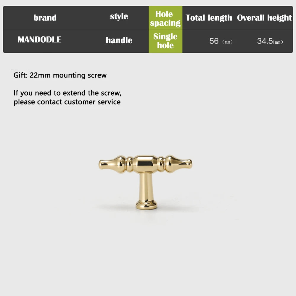 French luxury wardrobe cabinet door handle drawer cabinet Italian single hole creative design Golden European style handle