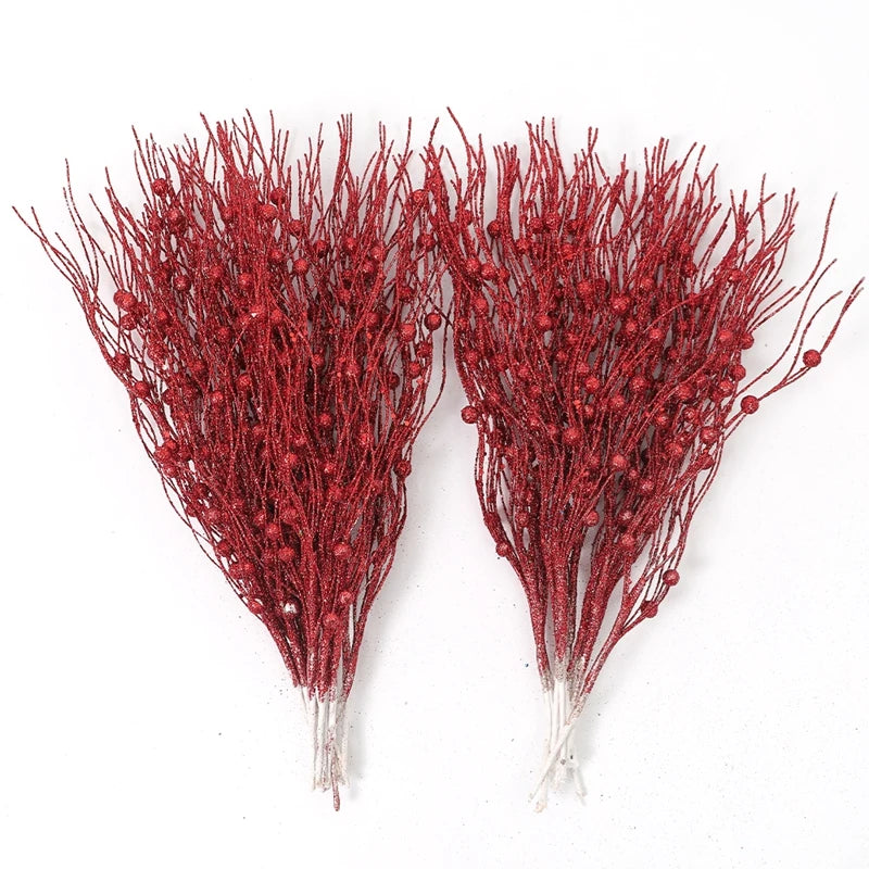 5Pcs Glitter Artificial Berry Bouquet Christmas Tree Ornament for Home Decor New Year 2026 Navidad DIY Wreath Gifts Accessories
