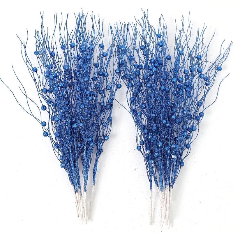 5Pcs Glitter Artificial Berry Bouquet Christmas Tree Ornament for Home Decor New Year 2026 Navidad DIY Wreath Gifts Accessories