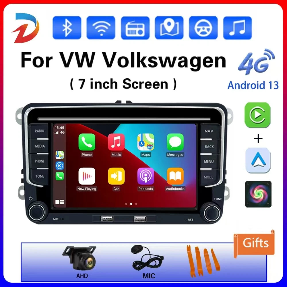 Android 13 7 inch Car Radio Multimedia Player For VW Golf 5 6/Polo 6R Carplay GPS BT WIFI Wireless CarPlay Android Auto