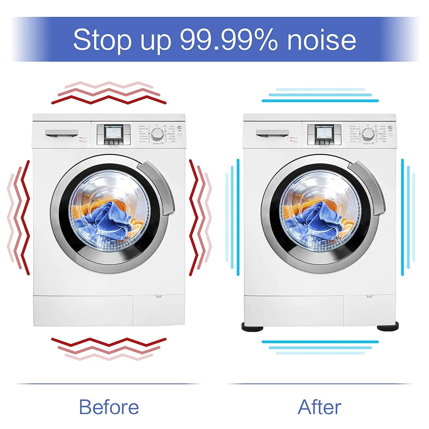 4Pcs Anti-Vibration Washer Mat Shock Absorbing Washer Pads Non-Skid Protector Mat EVA Vibration Isolation Mats Floor Protectors