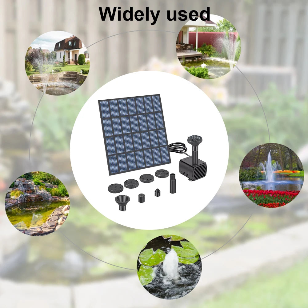 Solar Fountain Pond Pump Kit with Nozzles Solar Powered Fountain Water Pump Solar Fountain for Bird Bath Ponds Garden Fish Tank