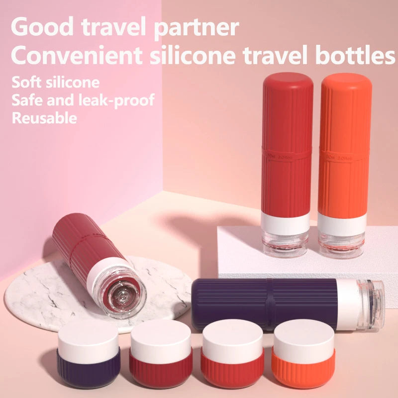 8PCS SiliconeTravel Bottles Travel-Sized Toiletries Travel Containers Leak-Proof Silicone Squeeze Travel Essentials Cream Jar