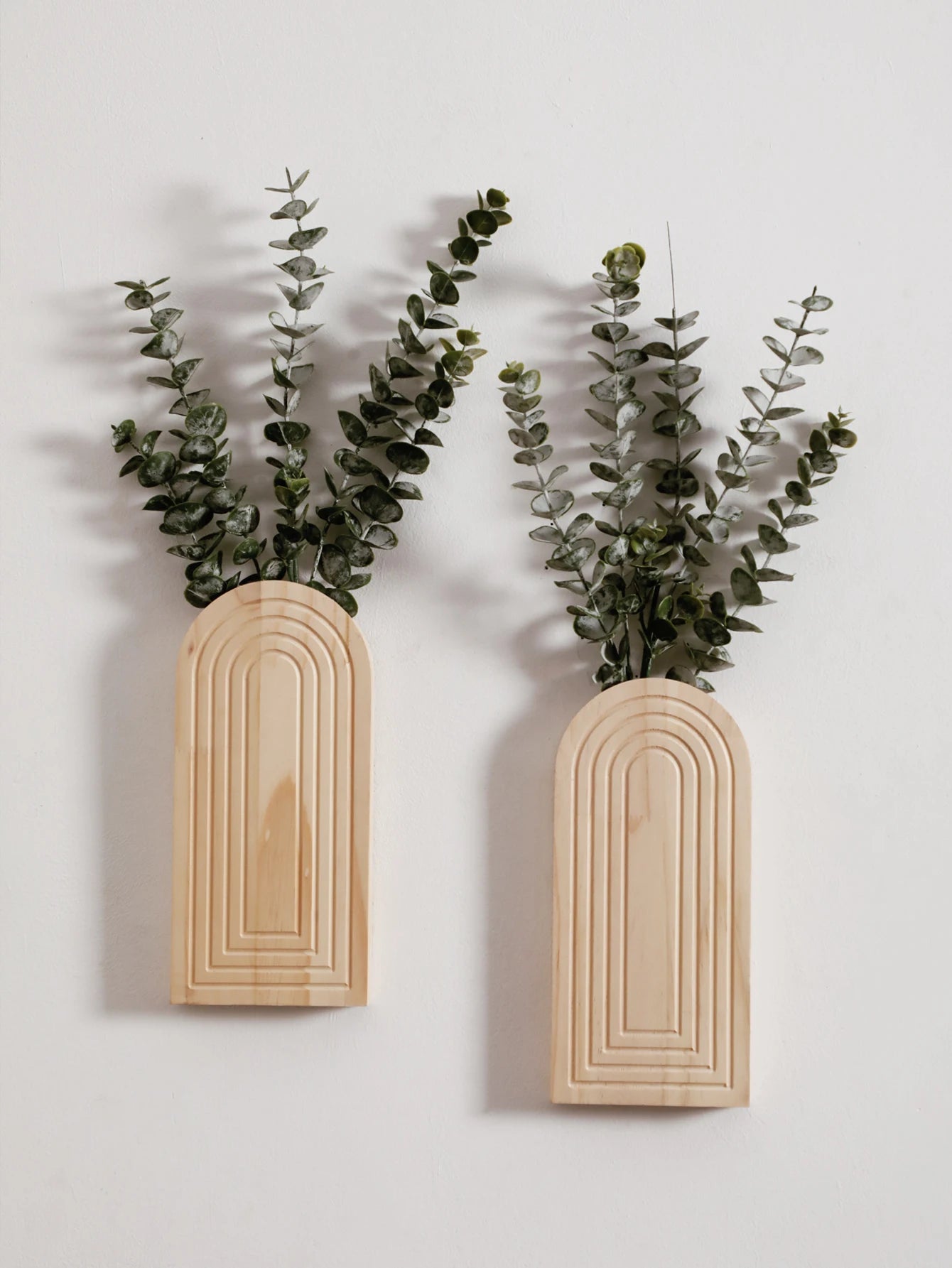 1pc Boho Wooden Wall Vase Wall Mounted Vase Arched Decorative Hanging Planter for Living Room, Bedroom & Home Wall Decoration