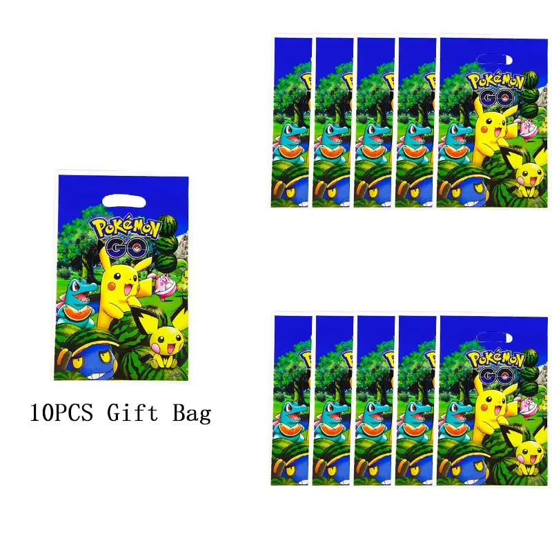 Pokemon Theme Birthday Party Decoration Supplies Cartoon Pokemon Go Tableware Cups Plates Pikachu Balloon For Baby Shower Favors