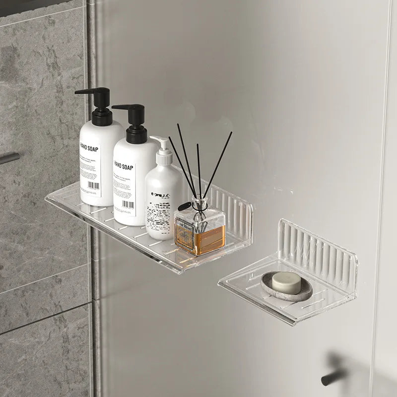 Wall-mounted Storage Rack for Bathroom, Punch-free, Household, Toiletry, Table, Cosmetic, Makeup, Rack, #3478