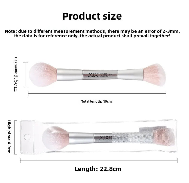 Dual Ended Face Brush - Powder/Blush/Highlighter/Contour Brush, Mini Makeup Brush Set, Portable Travel Cosmetic Tool