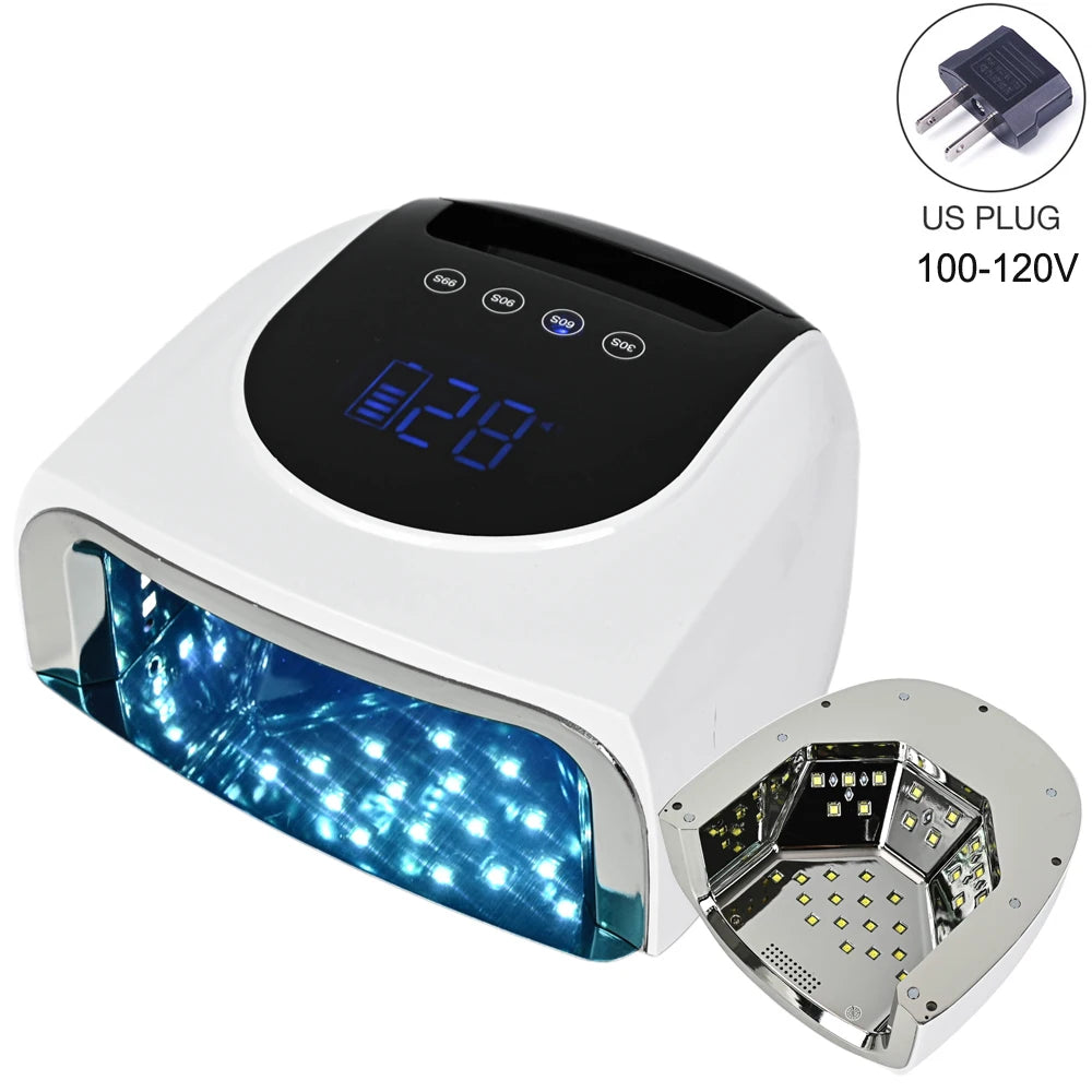 Rechargeable 96W Nail Lamp with Mirror Reflective Base Gel Polish Dryer Manicure Machine UV Light for Nails Nail UV LED Lamp