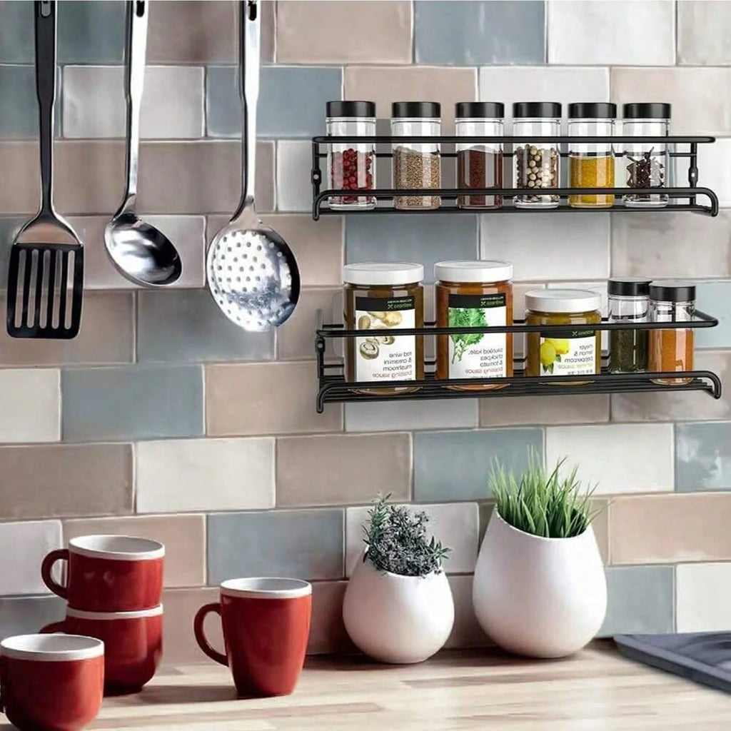 Non Perforated Metal Storage Drainage Rack Wall Mounted Spice Kitchen Storage Organizer Rack
