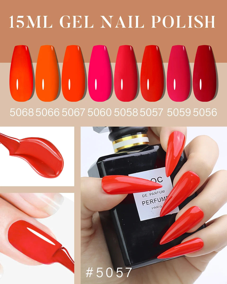 RG HEMA TPO FREE Neon Glitter Gel Nail Polish 15ml Nail Art Manicure Semi Permanent Gel Hybrid Varnishes Top Base Coat UV Nail