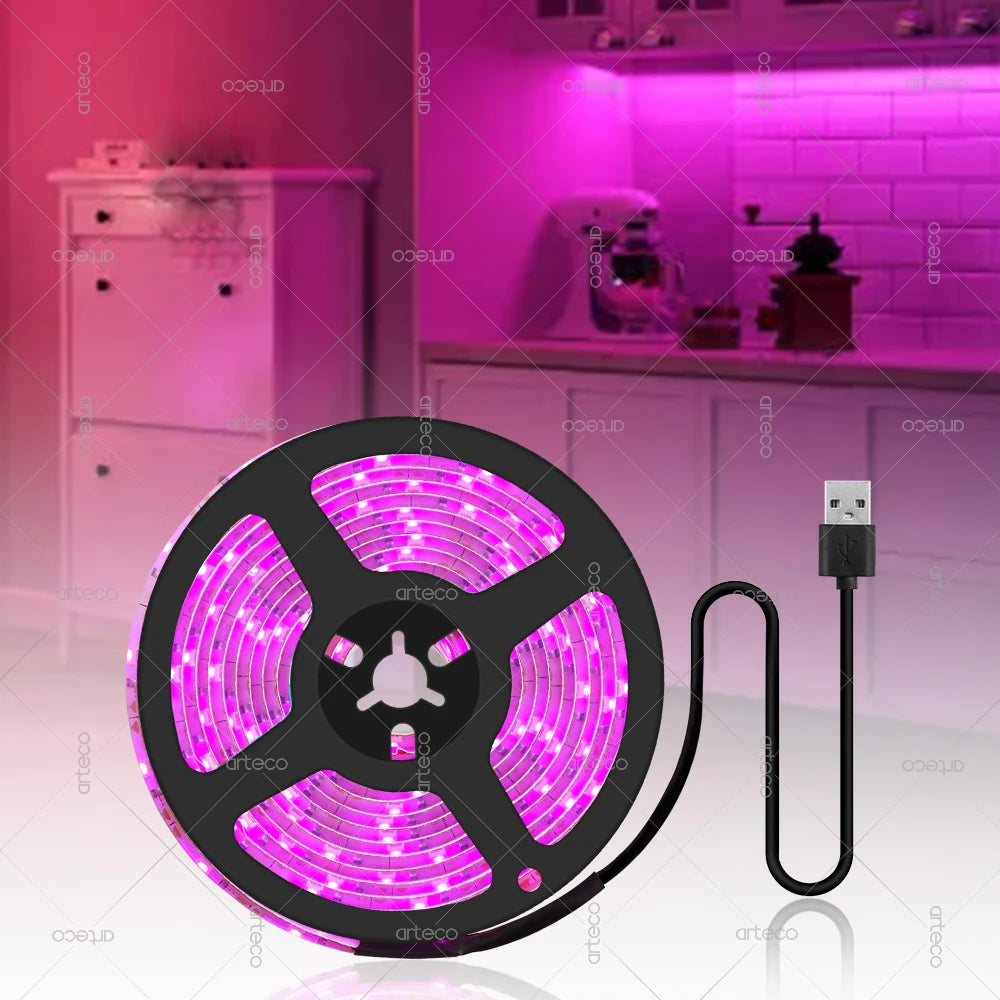 USB LED Strip Light 5V 2835 Pink USB Led Lights Flexible Ribbon Tape DIY Backlight Room Cabinet Lighting Decoration IP20 IP65