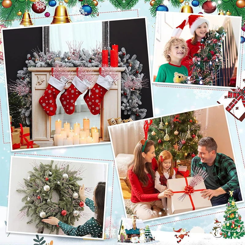 5Pcs Glitter Artificial Berry Bouquet Christmas Tree Ornament for Home Decor New Year 2026 Navidad DIY Wreath Gifts Accessories