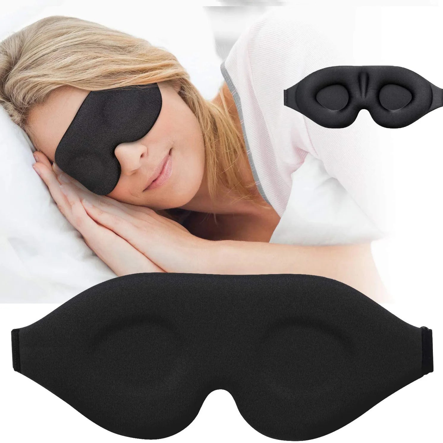 3D Sleeping Mask Block Out Light Soft Padded Sleep Mask for Eyes, Eye Shade, Blindfold, Sleeping Aid, Face Mask
