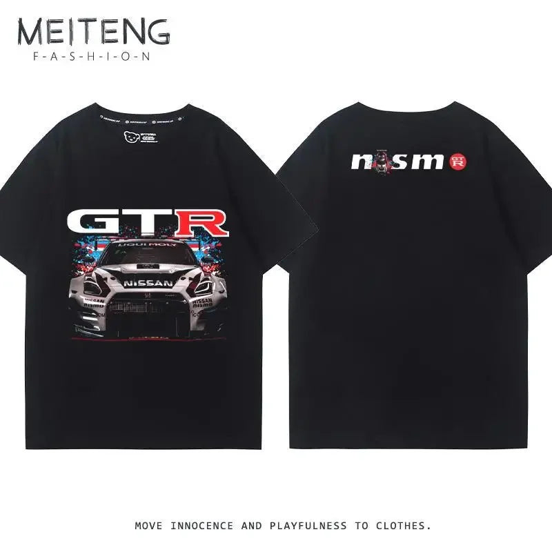 Men's Women's Summer Cotton Versatile Trend T-shirt Clothes Nissan GTR God of War R35R34 Modified Team Short-sleeved