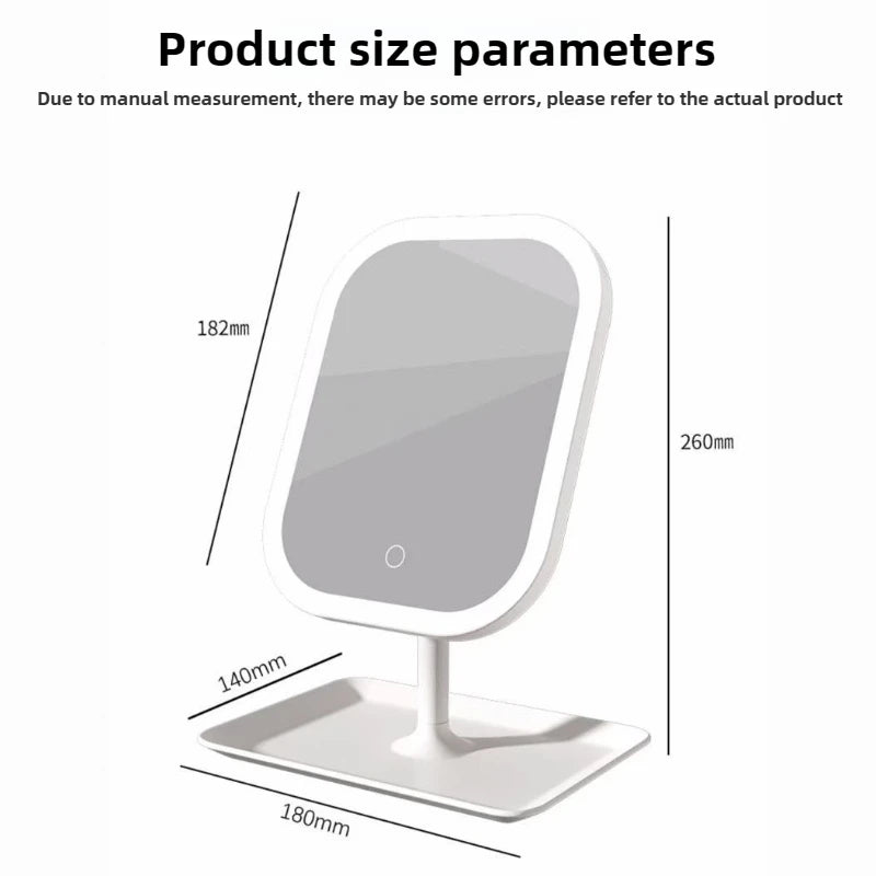 1~2PCS Large Square Rotating LED Makeup Mirror - Square Vanity Mirror with Adjustable Lighting for Girls Dormitory & Home Use