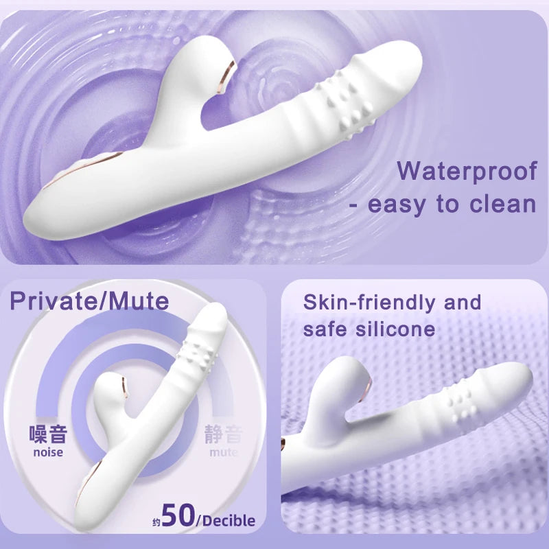 Vibrator Thrusting Dildo with multiple vibration/sucking modes, Multifunctional waterproof Sex Toys Thrusting, with Licking