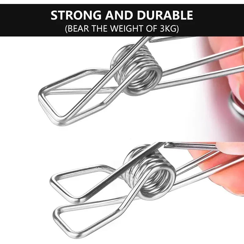 10/20pcs Stainless Steel Clothes Pegs Laundry Storage clip Hooks Photo Clip Bathroom Towel Clip Kitchen Organizer Holder Rack