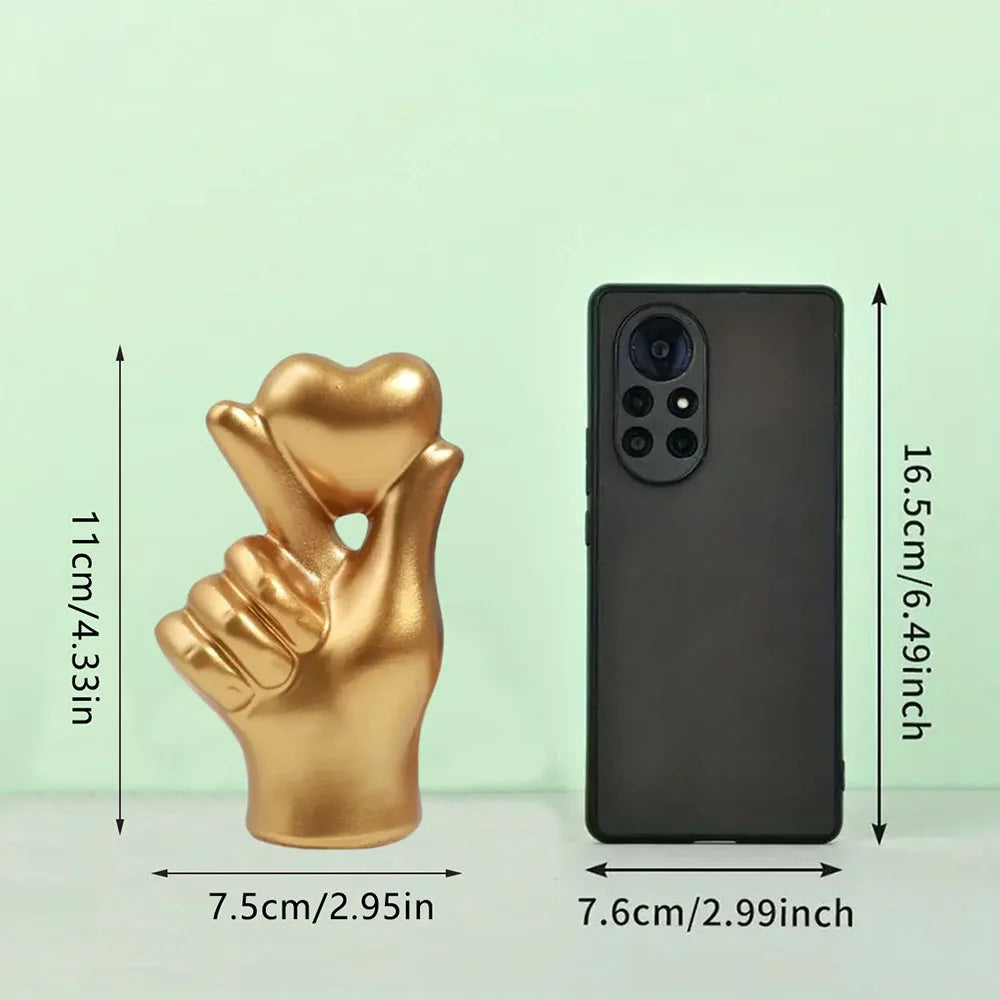 Heart Hand Gesture Statues Sculptures Luxury Resin Desktop Ornament Love Finger Modern Hand Gesture Sculpture Home Shelf Desktop
