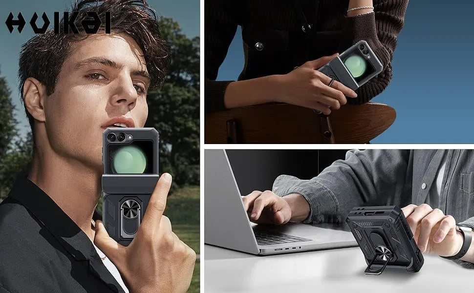 Case For Samsung Galaxy Z Flip 7 5G Z Flip 6 Military Grade Shockproof Heavy Duty Protective Armor Magnetic Kickstand Ring Cover