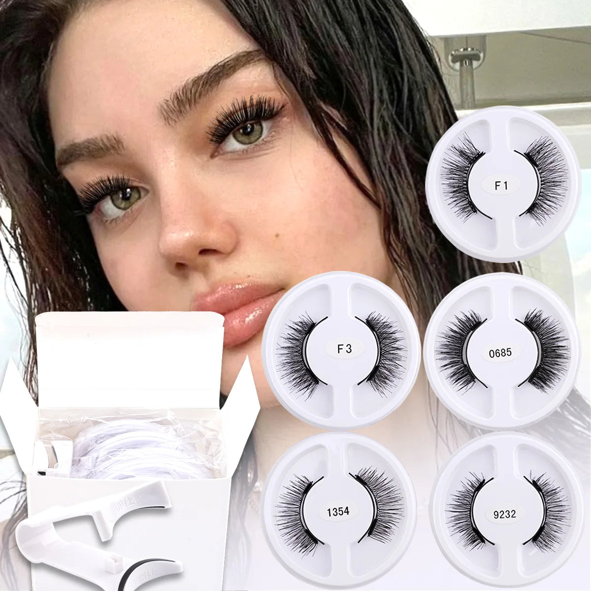 YSDO Upgrade Magnetic False Eyelashes 5 pair Set Eyelash Extension 3D Natural Lashes 3-Step Press On Fake Lash Handmade EyeLash