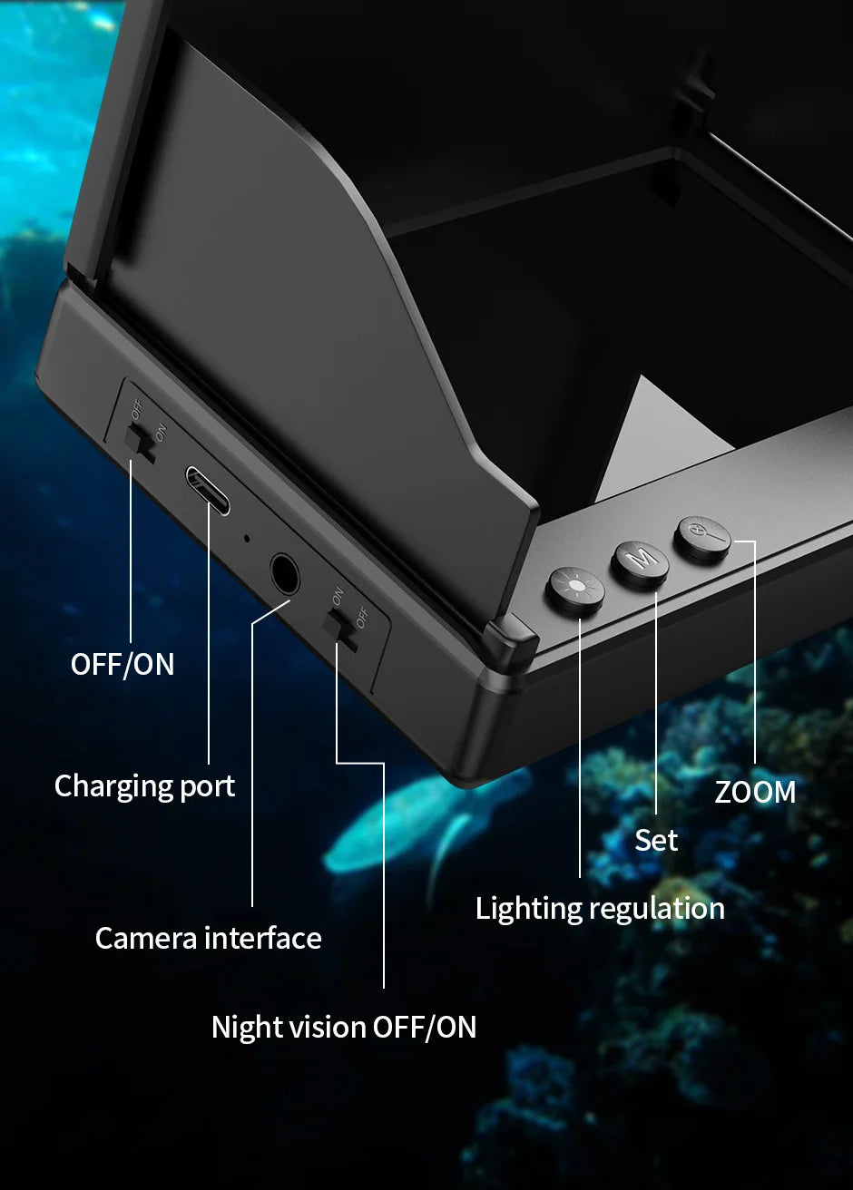 Portable Fish Depth Finder Water Handheld 1080P 4.3 Inch LCD Fish Finder Underwater 120° Fishing Camera With Night Vision