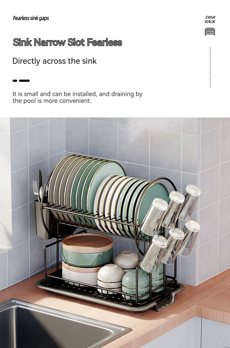 Kitchen Drain Rack Countertop Dish and Spoon Storage Organize  Multifunctional Cupboard Shelf Cup Holder Tableware Organization