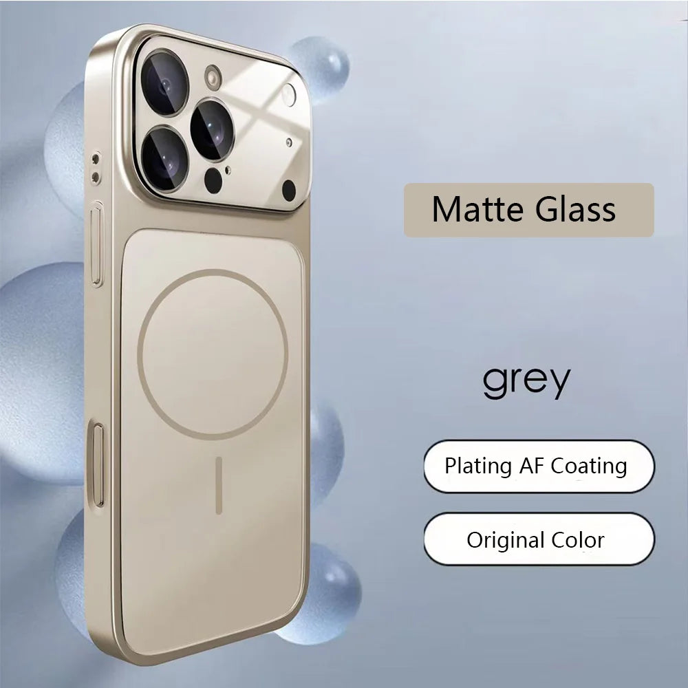 Original Glass Nano Matte For Magsafe Wireless Charging Armor Phone Case For iPhone 17 16 15 14 13 Pro Max 17 Air Magnetic Cover