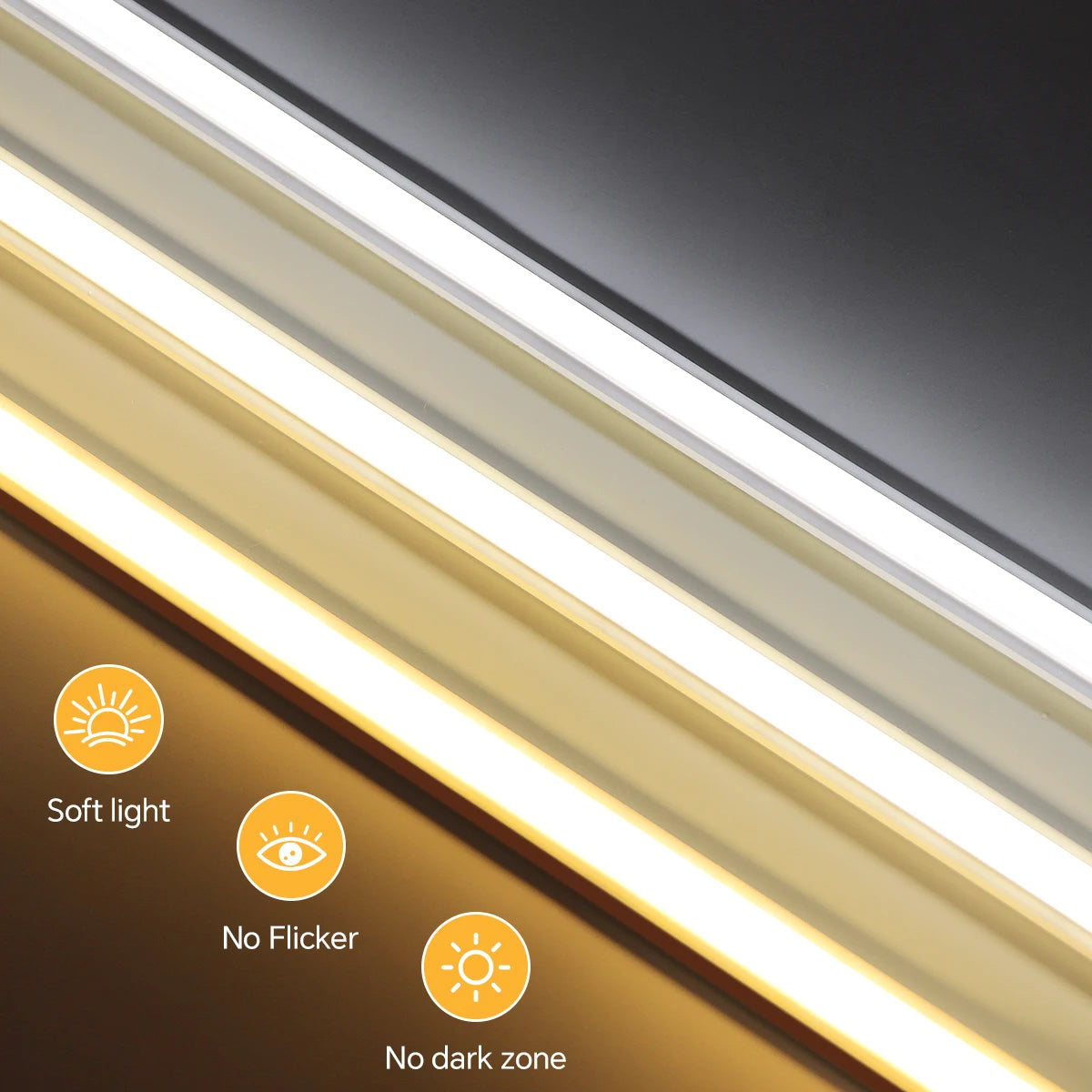 COB Neon Strip Under Cabinet Led Lights Penetrable Wood Dimmable Touch Sensor Wall Lamp,Kitchen Storage Cabinet Lighting Decor