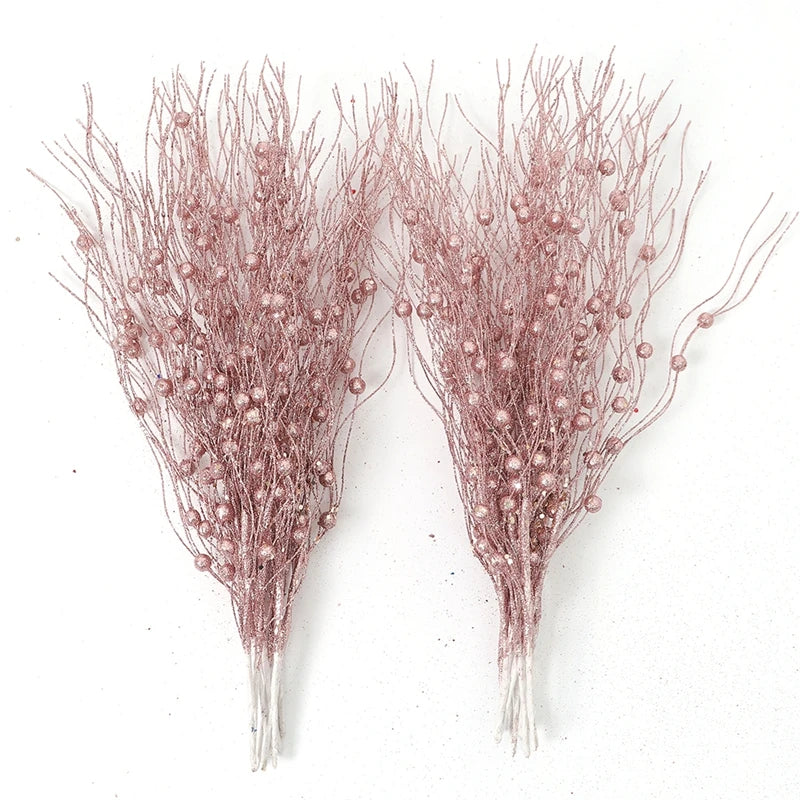 5Pcs Glitter Artificial Berry Bouquet Christmas Tree Ornament for Home Decor New Year 2026 Navidad DIY Wreath Gifts Accessories