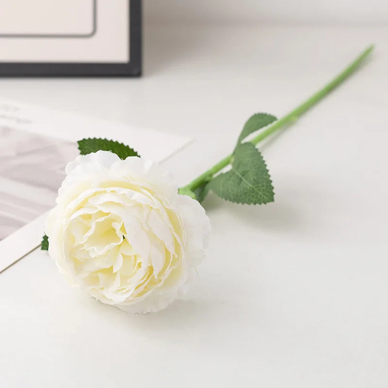 48cm Artificial Flowers Branches Rose Real Touch Peony Decor For Home Vase Wedding   Christmas Valentine's Gift Fake Flower