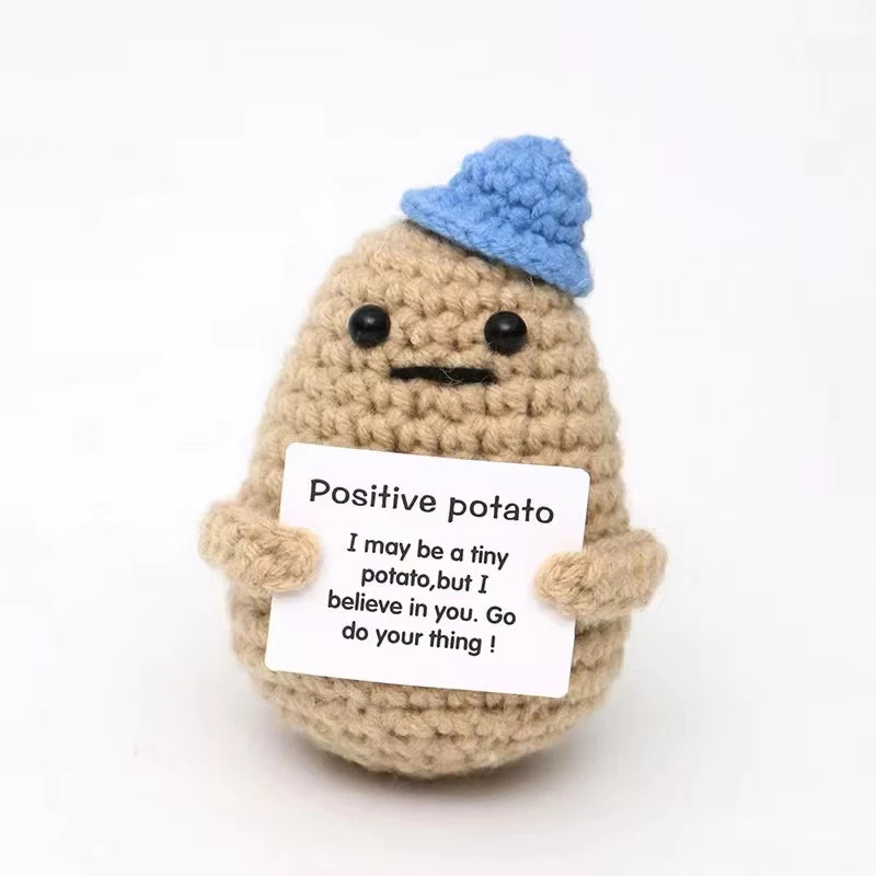 Positive Crochet Dolls Funny Potato Crochet Doll Emotional Support Animal Gift Creative Positive Crochet Figures for Friends