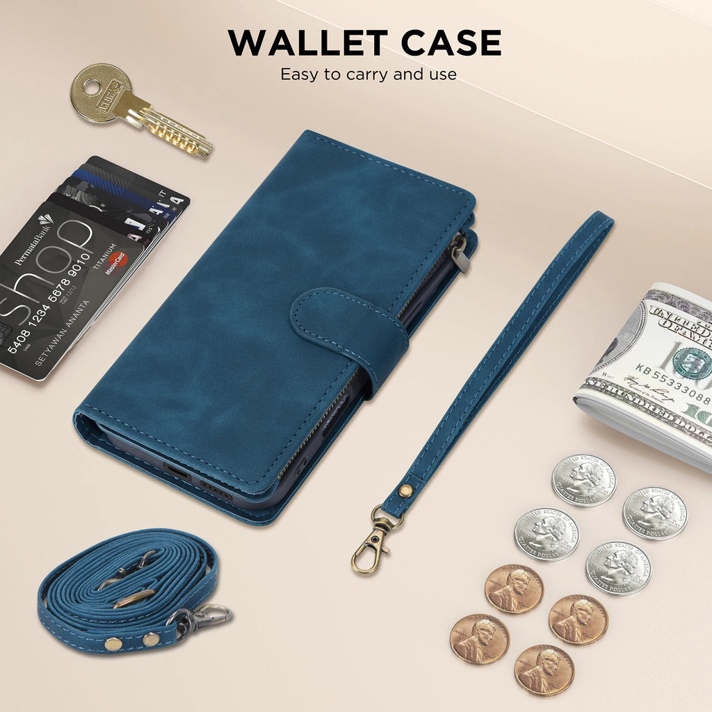 CAESBON Wallet Multi-card Zipper Kickstand Magnetic Flip Leather Case For Samsung Galaxy A06 A16 A26 A36 A56 A15 A25 A35 A55 A14