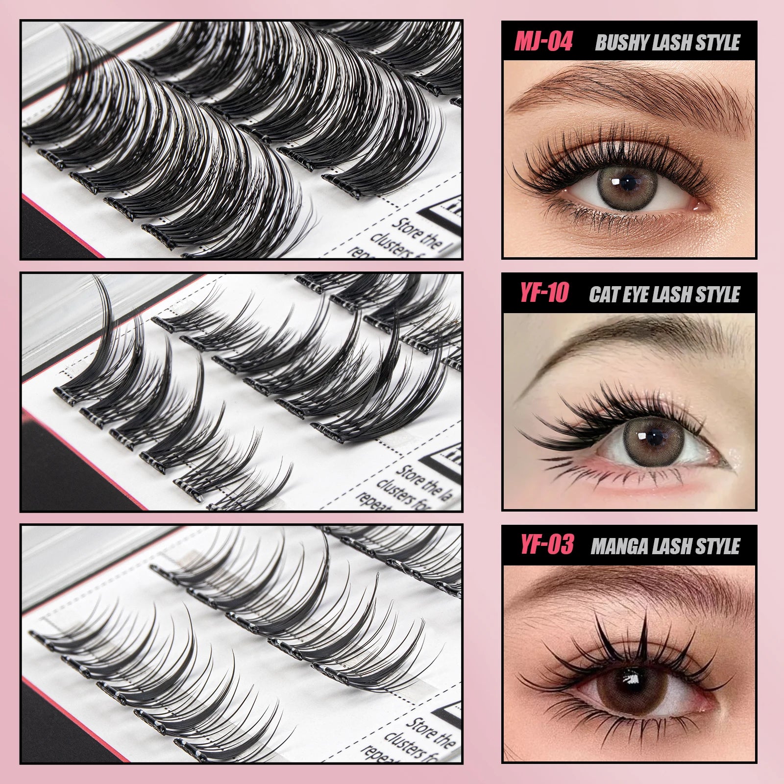 Vipuda Self Adhesive Cluster Lashes Press on No Glue Needed Segmented Eyelashes Reusable DIY Individual Eyelash Extension