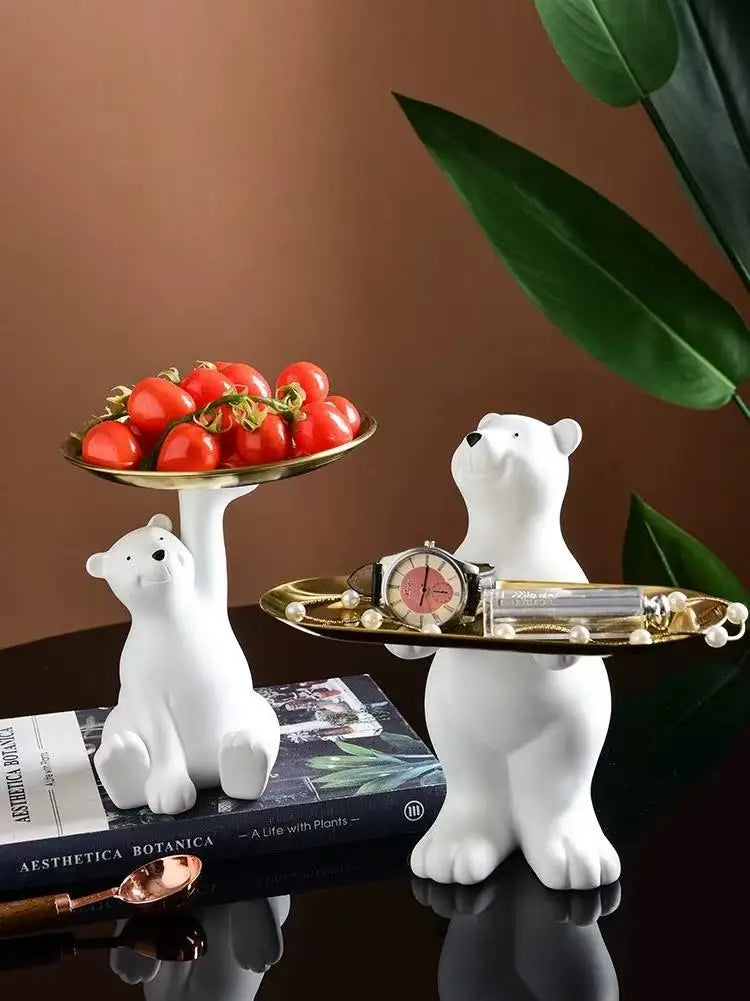 Kawaii Polar Bear Candy Miscellaneous Storage Tray Cute Polar Bear Glasses Keychain Tray Living Room Desktop Decoration