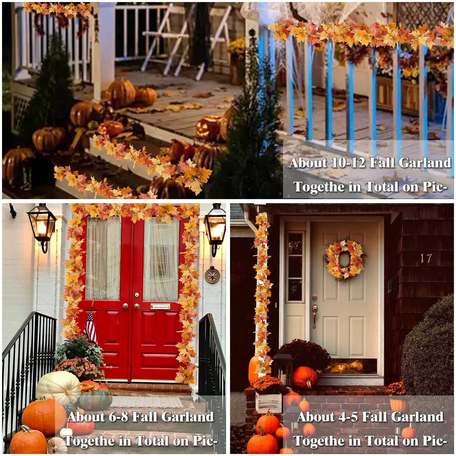 2M Artificial Maple Leaf Garland Autumn Leaves Fake Plant Vine for Fall Festival Wedding Halloween Thanksgiving Room Table Decor