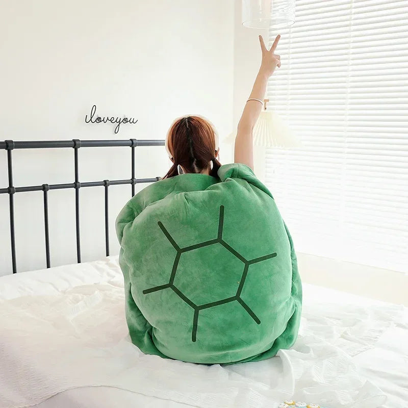 Wearable Turtle Shell Pillow Creative Soft Tortoise Back Pillow Plush Body Giant Cushion Adult Dress Up Gift Bedroom Decoration