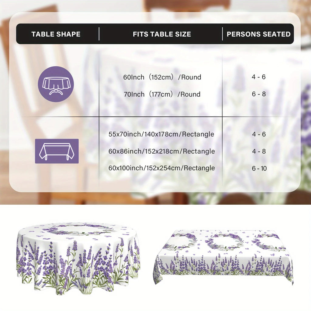 Spring Purple Lavender Floral Waterproof Tablecloth Wedding Party Decor Summer Flowers Rectangle Table Cloth Dining Table Decor