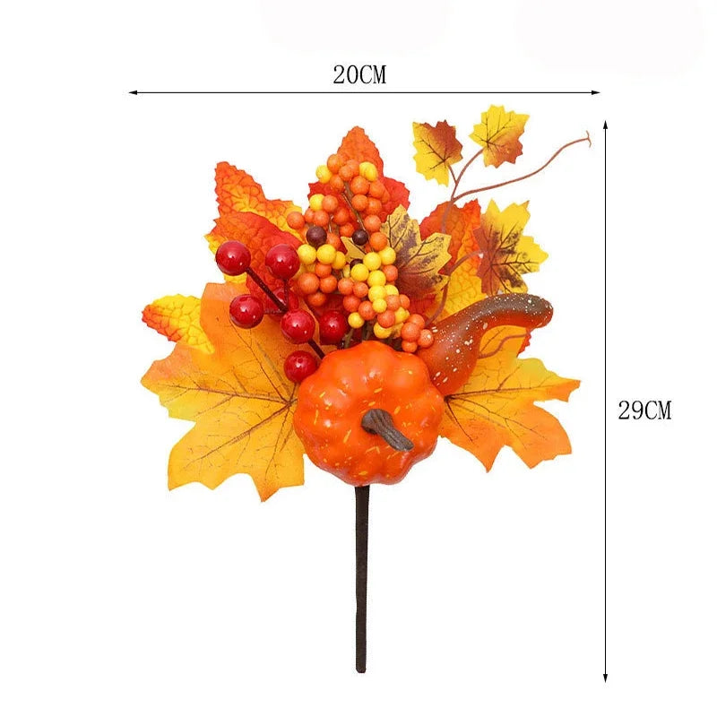 Artificial Maple Leaf Pumpkin Berry Branches Autumn Harvest Home Table Ornament DIY Thanksgiving Halloween Party Decorations