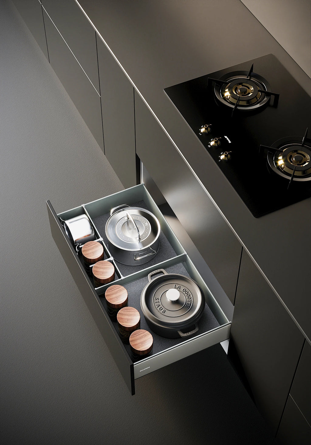 Goldmine Cabinet Organizers 3 Layers Aluminum Storage Baskets Drawers Tableware And Cookware Pullout Drawers For Kitchen