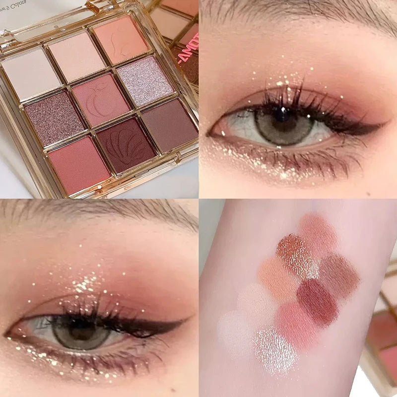Eyeshadow Palette with Pearlescent & Matte Finishes - 9 Colors Eyeshadow Palette Long-Lasting Makeup Palette,Versatile Makeup