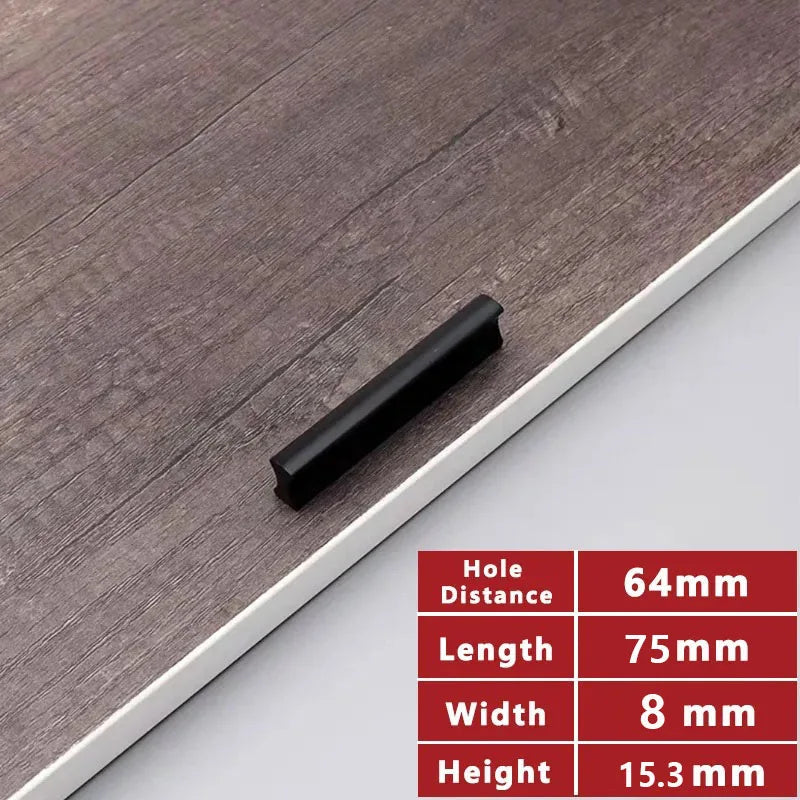 64mm-320mm Kitchen Cabinet Storage Handles Closet Wardrobe Dressers Black Door Handle Drawer Pulls Knobs Hardware accessories