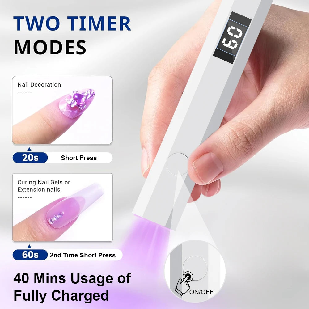 Mini UV Nail Light, Rechargeable Handheld Nail Dryer with Timer & Indicator, for Fasting Drying, Gel Nails and DIY Manicure Art
