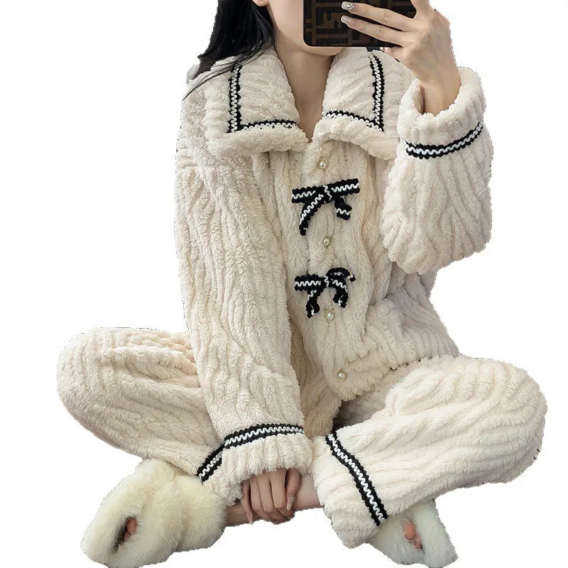 Solid Casual Pajamas For Women Two Pieces Sleepwear Women's Pajama Trousers Loungewear Sets Nightwear Female Home Suit Clothes