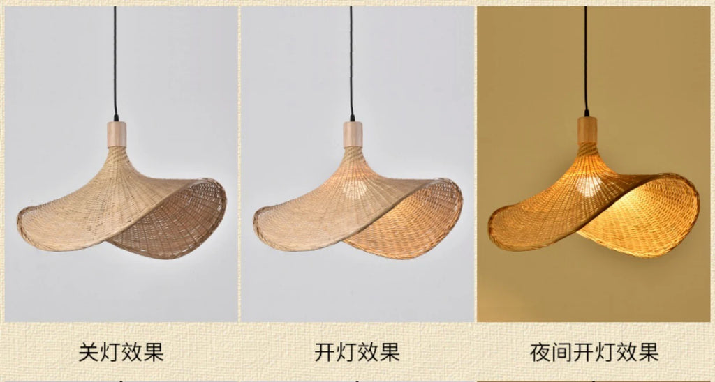 Bamboo Hanging Lamp Pendant Ceiling Light Rattan Wicker Lustre Hand Knit Braiding Suspended Home Dining люстра потол