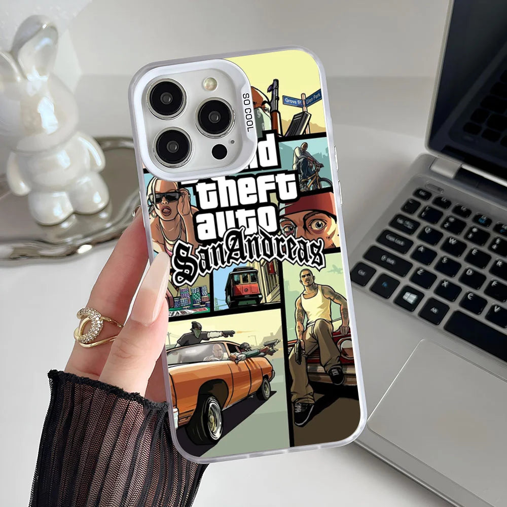 Epc San Andreas G-GTA IMD Phone Case For iPhone 16 15 14 13 12 11 Pro Max Plus Color Silver Cover
