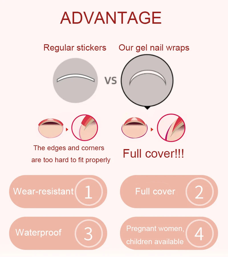 20/22tipsChristmas Semi Cured Nail Sticker UV Led Lamp Semi Cured Gel Design Nail Decals Waterproof Nail Stickers Nail Manicure